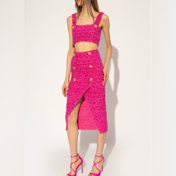 Balmain × Barbie Limited-Edition Pink Tweed Two-Piece Set - Picture 1 of 5